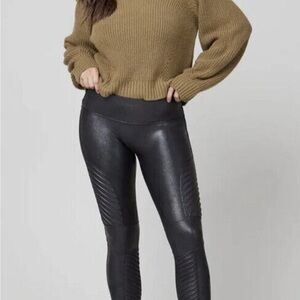 SPANX Very Black Faux Leather Moto Leggings
